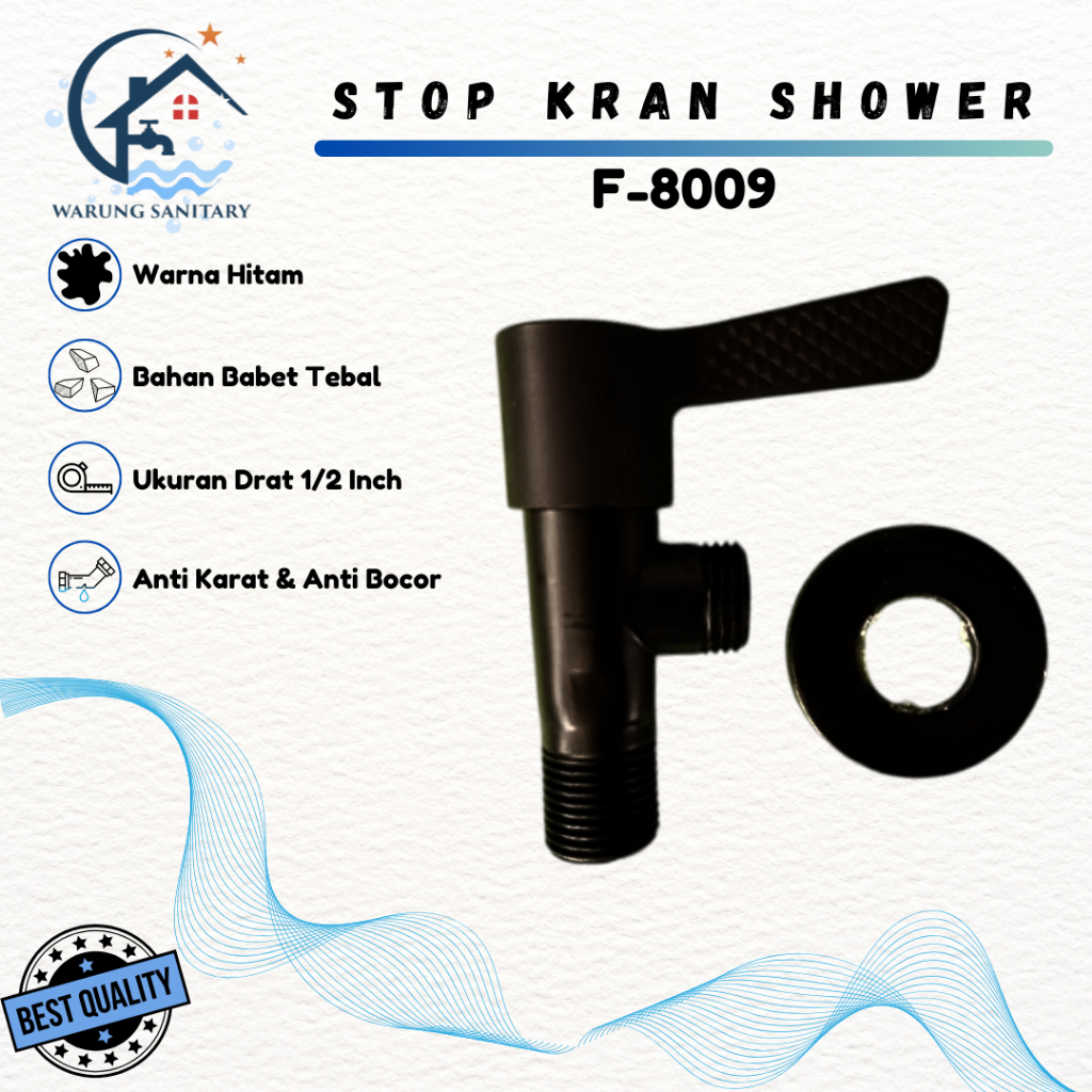 STOP KRAN SHOWER SINGLE / KRAN SHOWER 1 LUBANG / STOP VALVE KRAN SHOWER HITAM 2