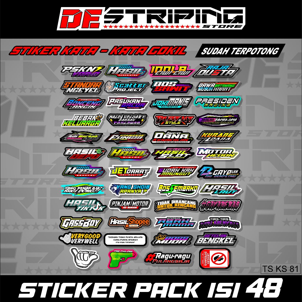 

Sticker Stiker kata kata lucu keren gokil unik sticker pack isi 48 pcs