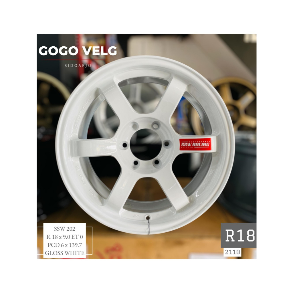 Velg Mobil R18 ORI TE37 SSW 202 PCD 6x139,7 Lebar 9 ET 0 Pajero Fortuner Ring 18 Gloss White