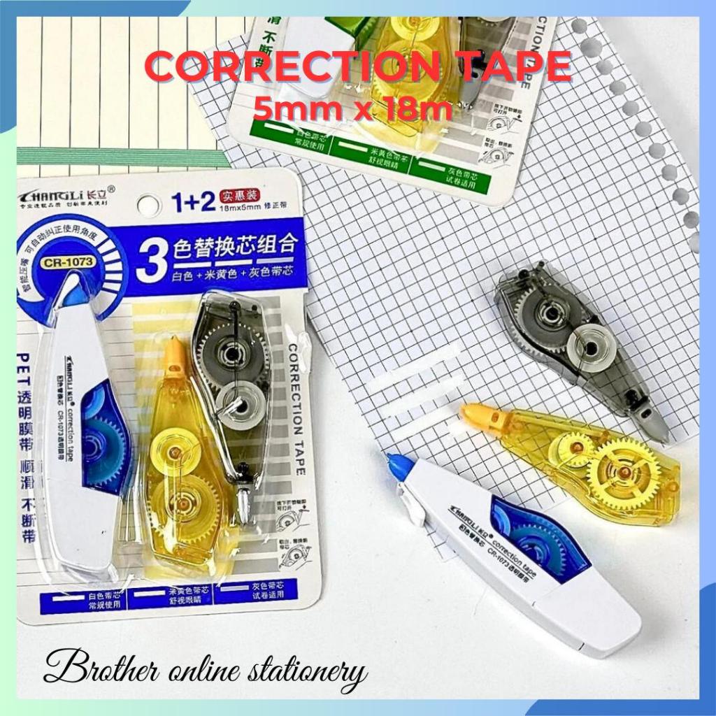 

BOS Correction Tape+Refill/Correction Tape 18m x 5mm/Tipex Roll / Tipex Kertas/Pita Koreksi/Tipx