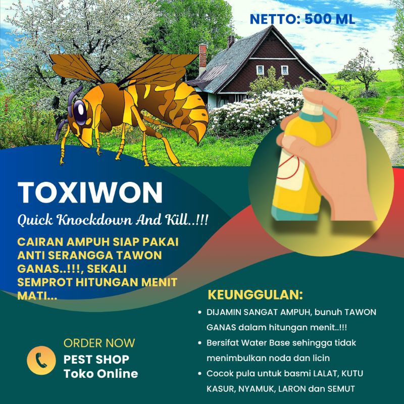 Refill TOXIWON 500 ml Anti TAWON GANAS Semprot/ Spray/ Cair, Cocok Pula Basmi Semut, Lalat, Kecoa, K