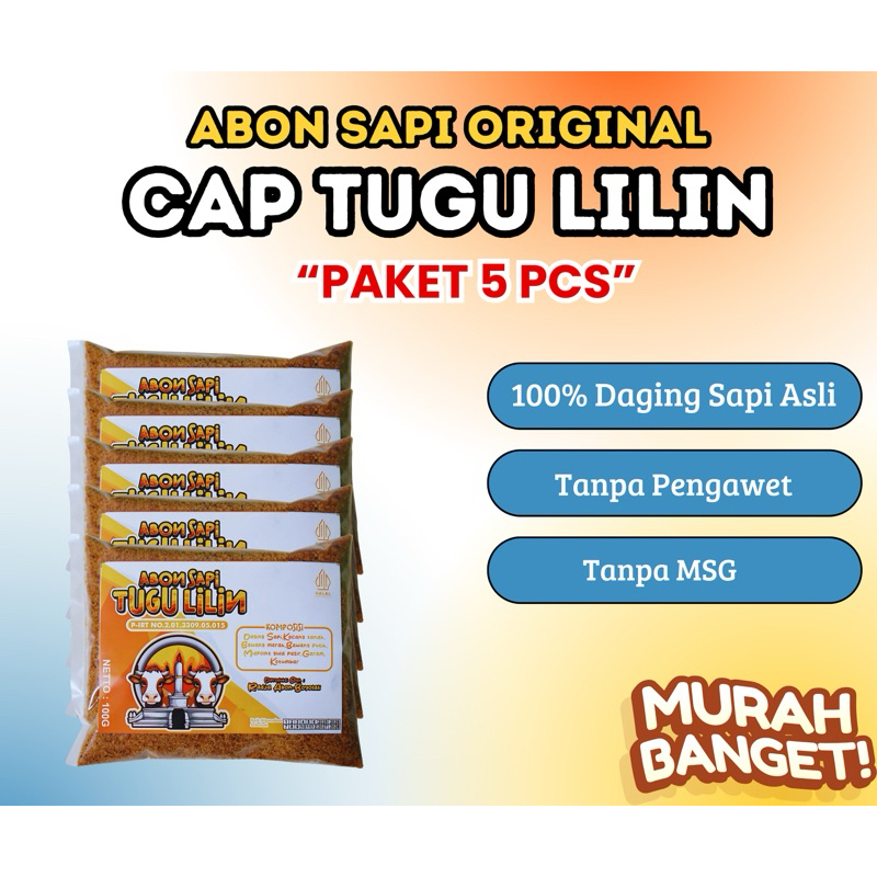 

GROSIR 5PCS ABON SAPI CAP TUGU LILIN 100G