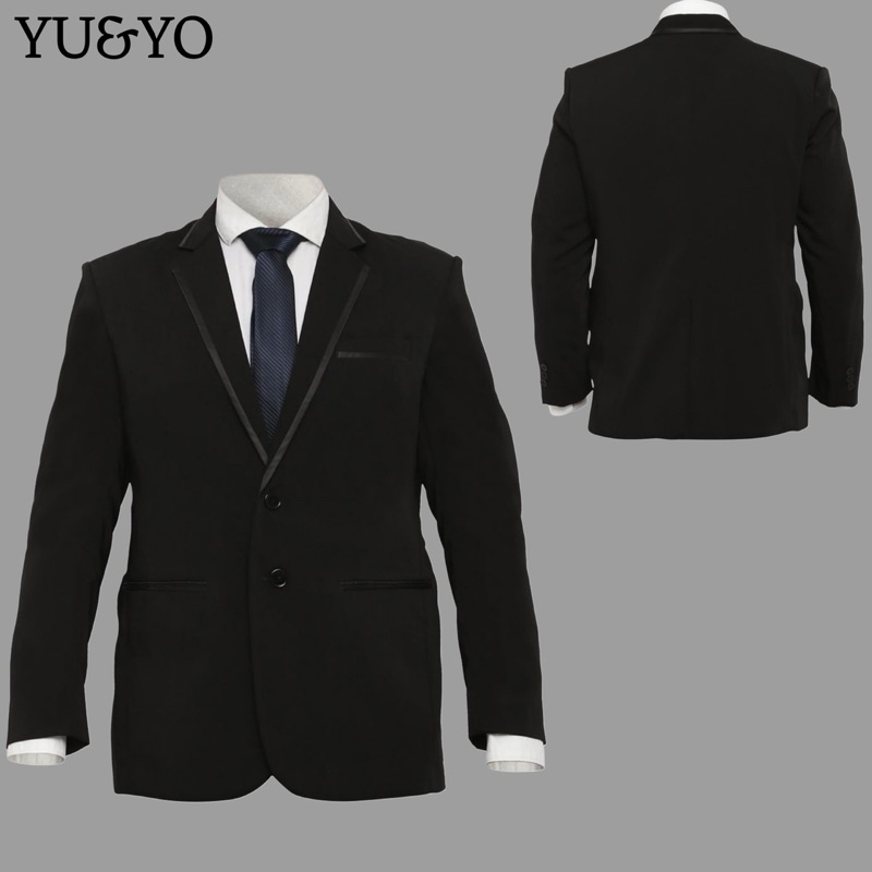 NEW Jas Wisuda Blazer Pria Hitam List Pinggir Jas Formal Jas Pengantin Nikah Jas Kerja Murah