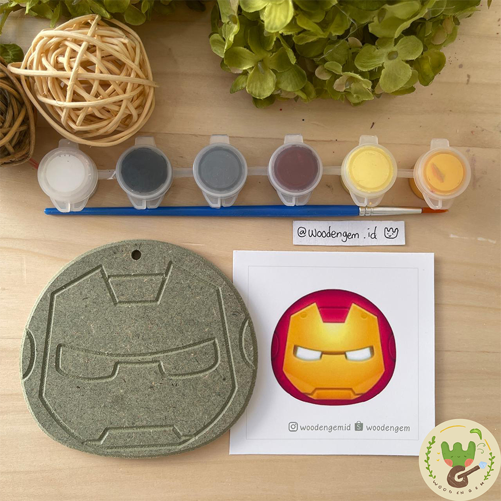 

WOOD EN GEM DIY Wood Painting Kit Mewarnai Melukis Mainan Anak Kayu Karakter Iron Man | Size Gantung