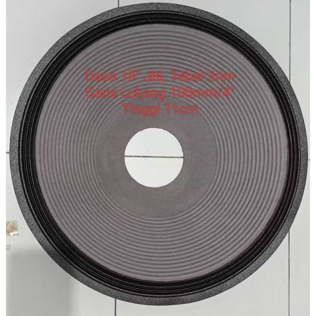 Daun speaker kertas speaker 18inch JBL Tebal 3rim Garis ABu2 lubang 100mm/4"