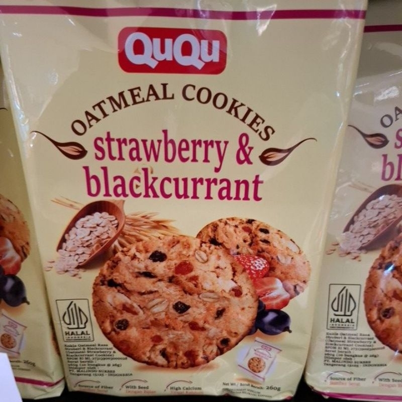 

QuQu oatmeal cookies strawberry & blackcurrant 260gr