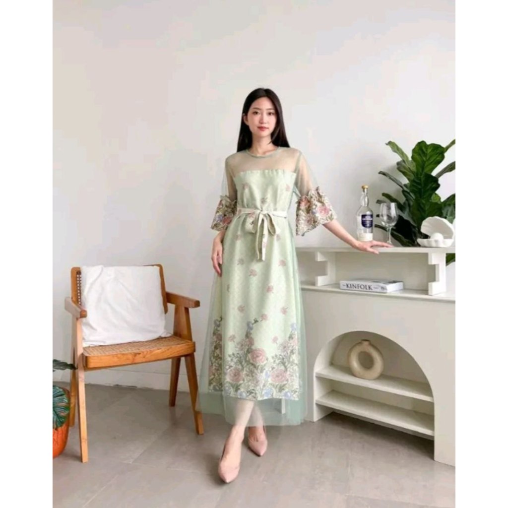 REAL VIDEO AS2420 Maxi Dress Sarwendah Tile 5WARNA / HM / Dress Batik Modern / Dress Pesta / Pakaian