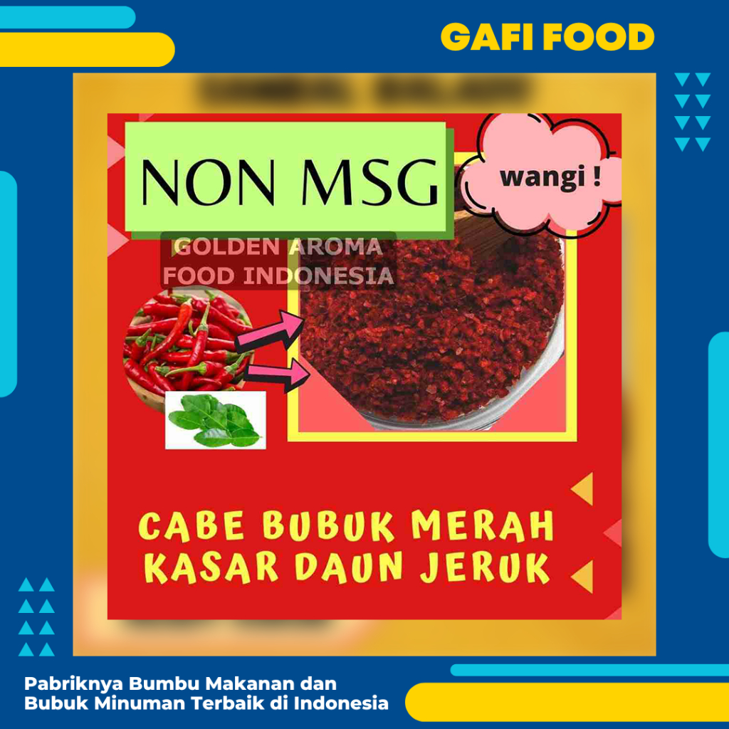 

Cabe Bubuk Merah Kasar Daun Jeruk NON MSG 1 kg untuk Makaroni Kimchi Keripik Seblak Baso Aci Pedas