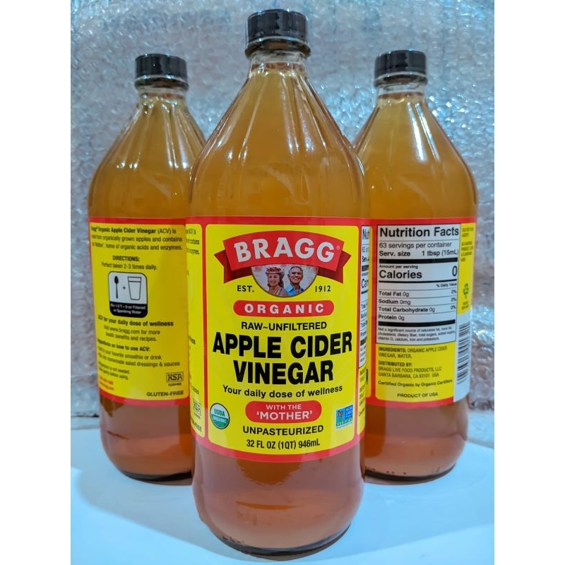 

BUNDLING 3 BOTOL BRAGG APPLE CIDER VINEGAR 946 ml ORIGINAL USA