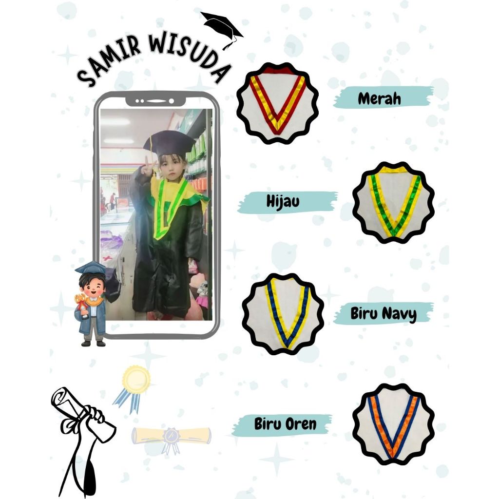 SAMIR MURAH PELES | SAMIR WISUDA | SASH WISUDA | SAMIR SEKOLAH | KALUNG WISUDA TK, SD