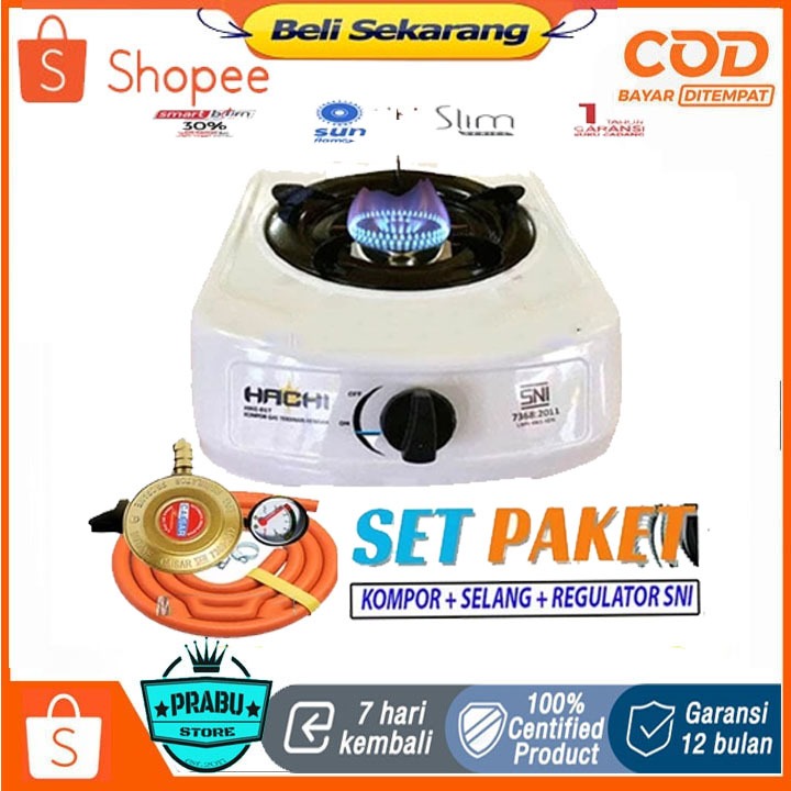 Promo kompor gas SNI 1 Tungku murah / Kompor Gas 1 Tungku merk Hachi warna putih promo new