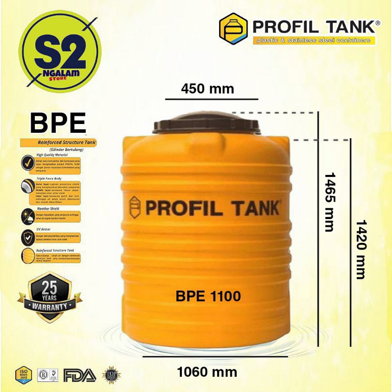 Tandon Air /Toren Air /Tangki Air - PROFIL TANK BPE 1100 Liter (Invoice)