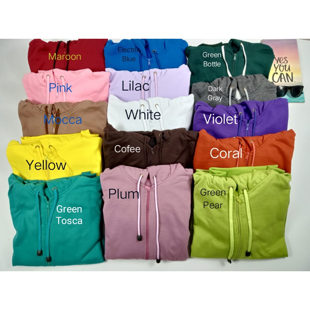 Jaket Hoodie Polos Zipper Unisex Size XL Warna Ungu Violet Jumbo