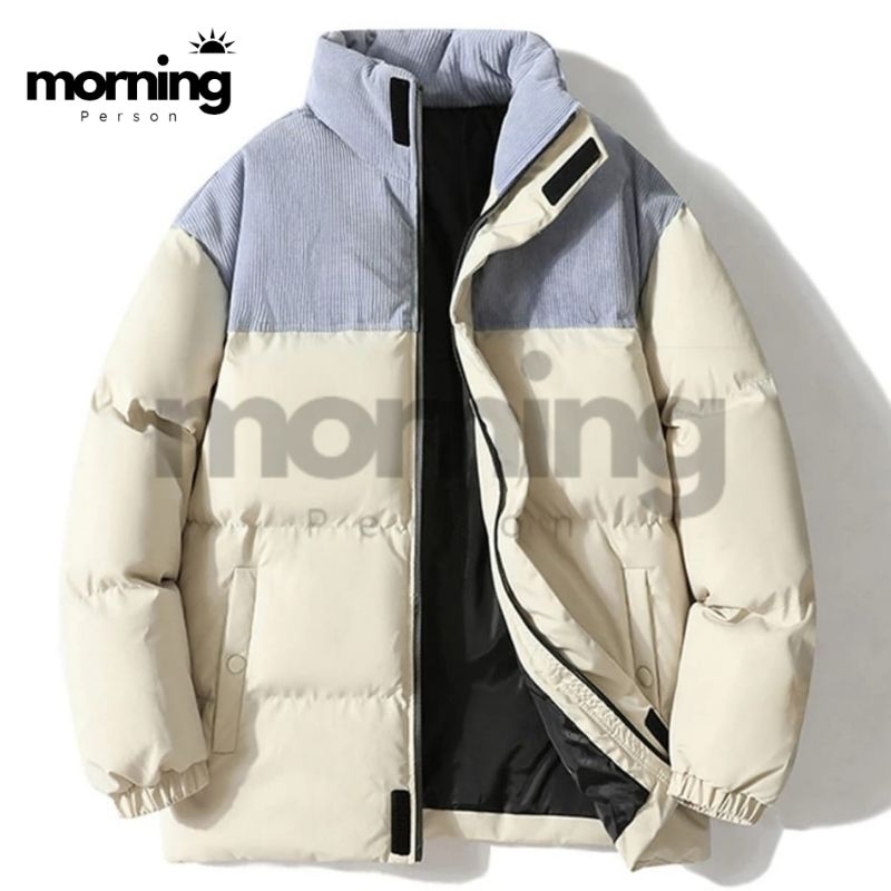 jaket puffer corduroy two tone outdoor