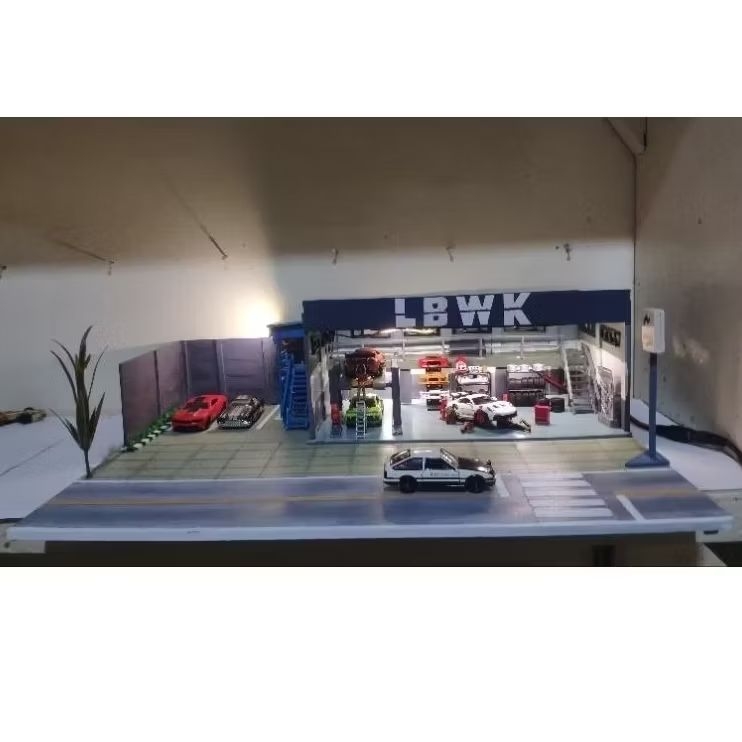 Diorama Bengkel untuk diecast mobil 1/64