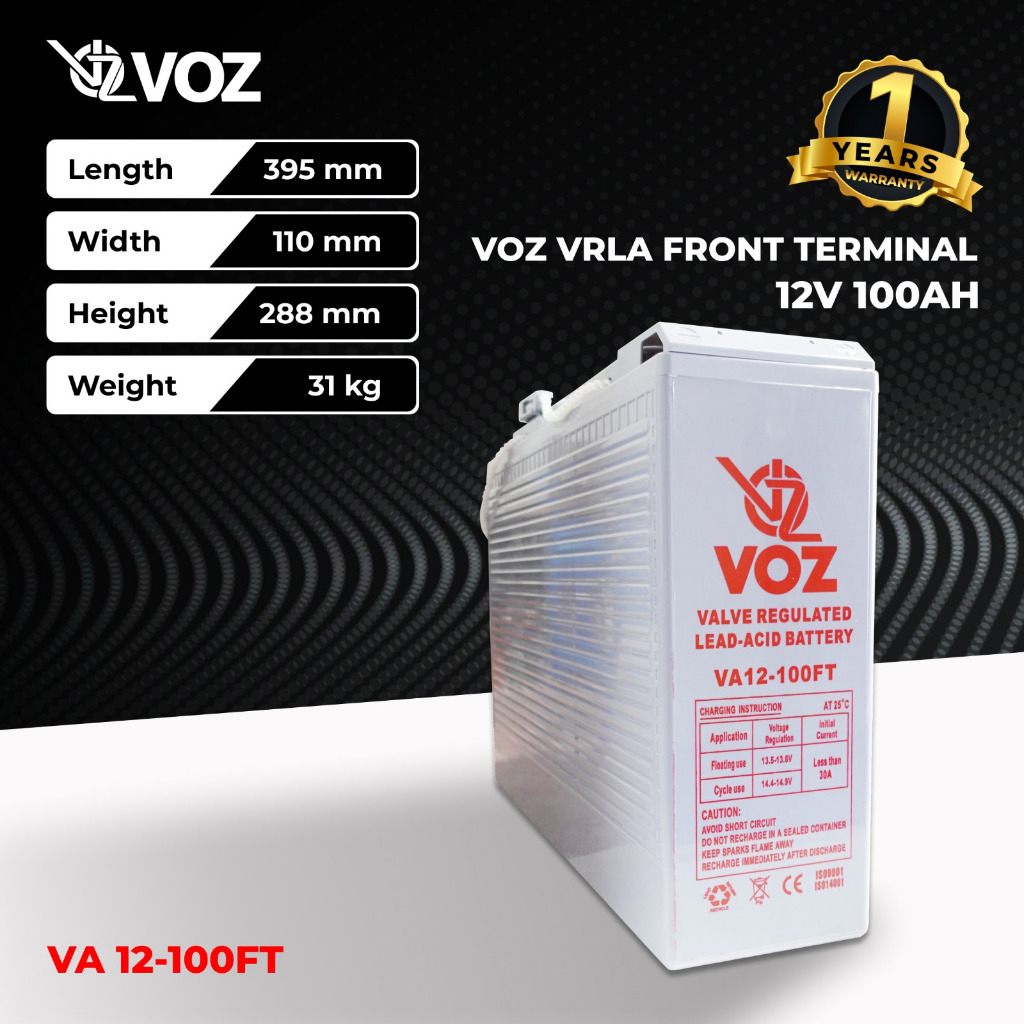 VOZ VRLA AGM 12V 100Ah 100 Ah T13 Front Terminal Aki Kering Baterai ORIGINAL