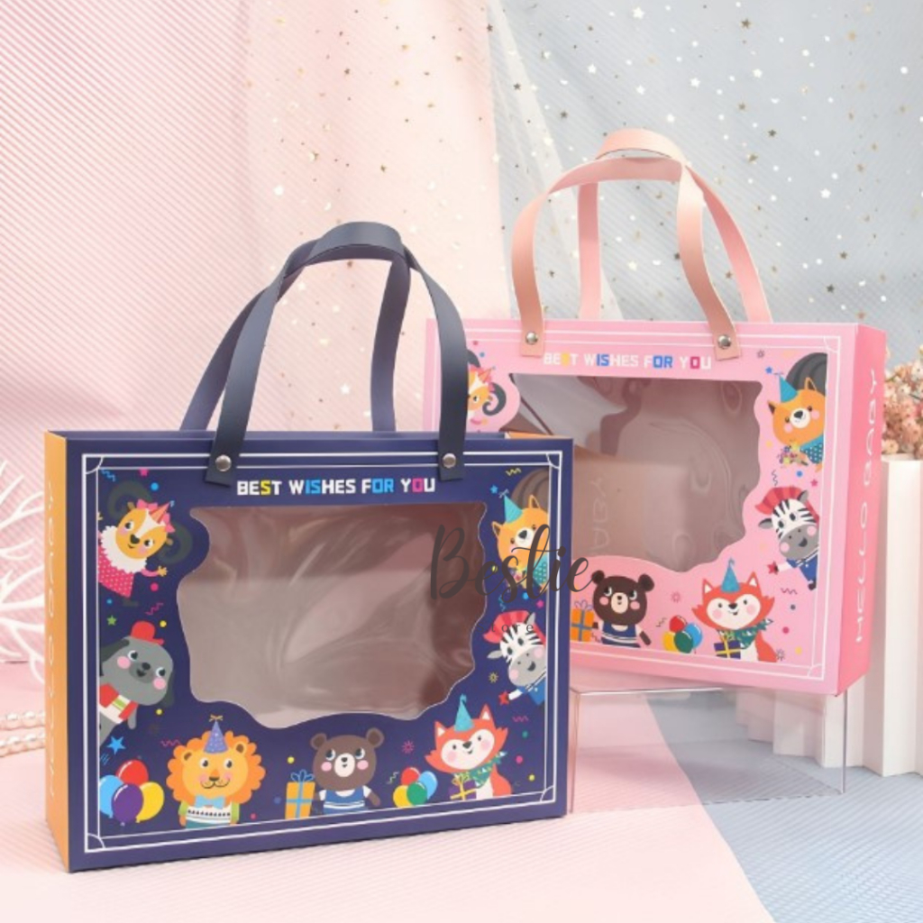 

Bestie Kotak Gift Box Kado Hampers Souvenir Goodie Bag Ulang Tahun Anak Model Laci Transparan Animal Lucu Premium Import