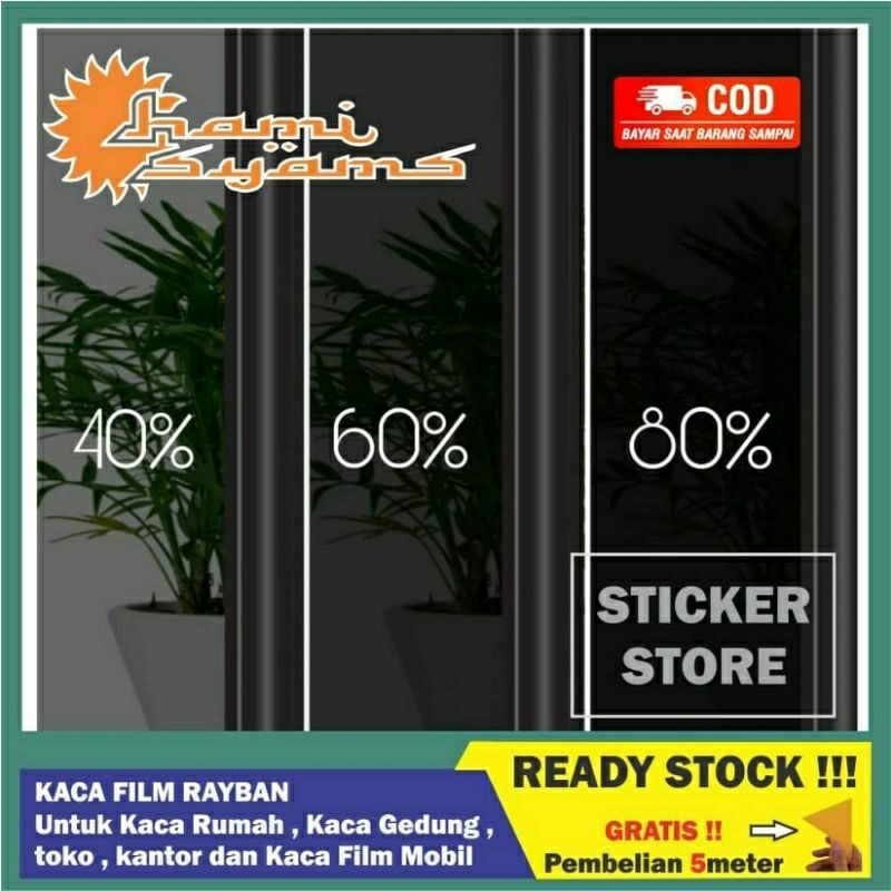 Stiker Kaca Jendela Kaca Film Jendela Rumah Mobil Anti Panas Sticker Kaca Riben 40% 60% 80%