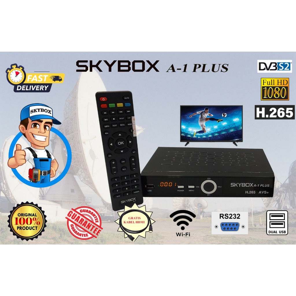 Receiver Parabola Skybox A1 Plus H 265 HEVC AVS+ Full HD 1080p