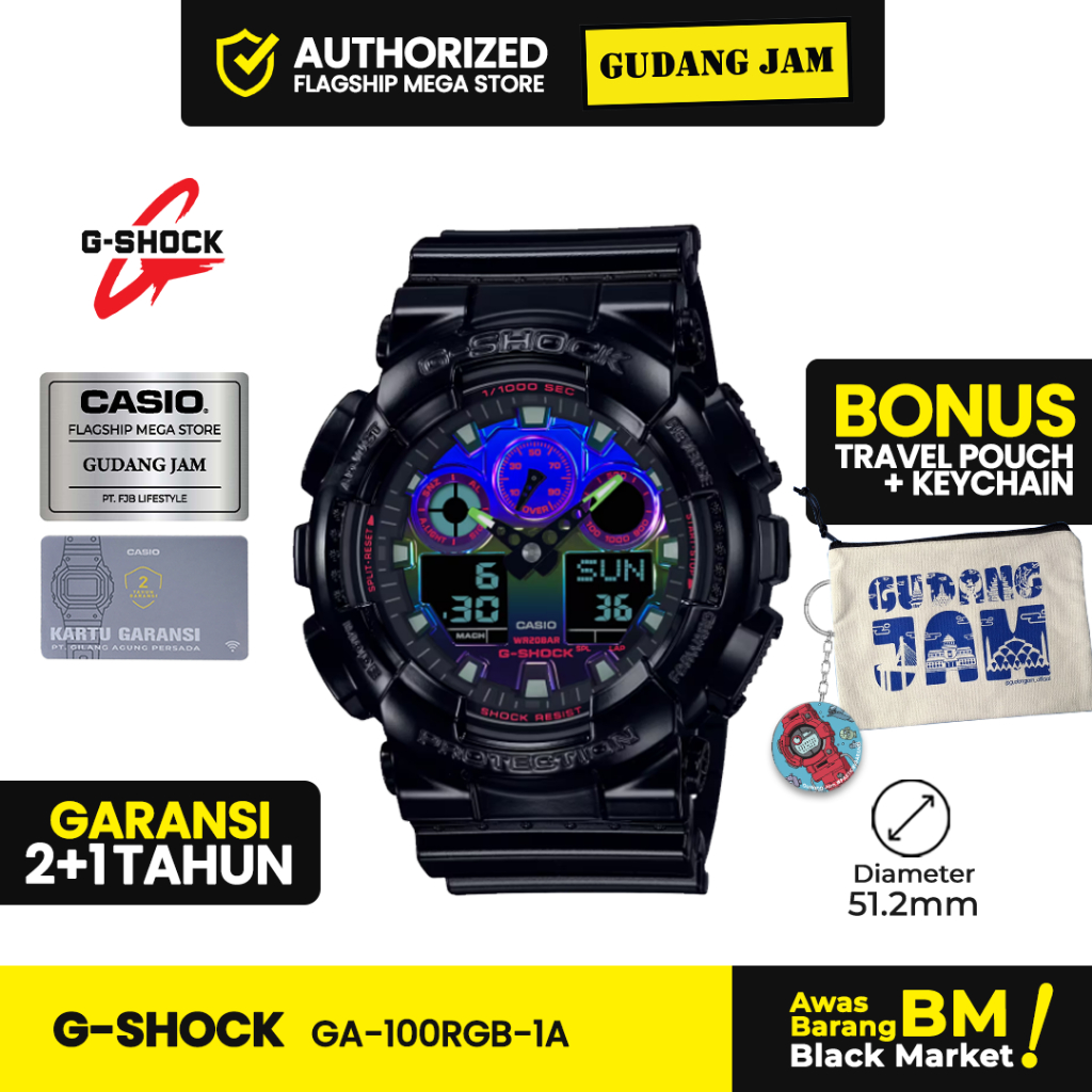 Jam Tangan G-Shock GA-100RGB-1ADR GA-100RGB GA-100 GA100RGB GA 100RGB