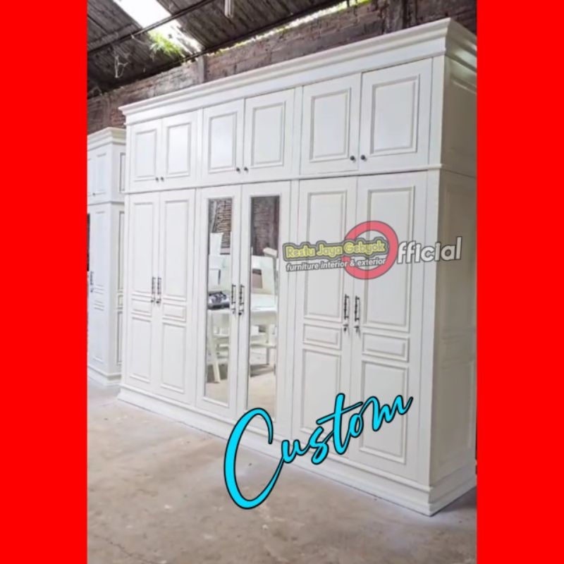 lemari pakaian minimalis tingkat lemari baju jati Jepara