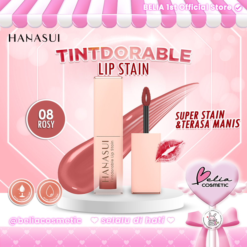 ❤ BELIA ❤ HANASUI Tintdorable Lip Stain 08 Rosy | Lip Tint Melembapkan Transferproof Tahan Lama