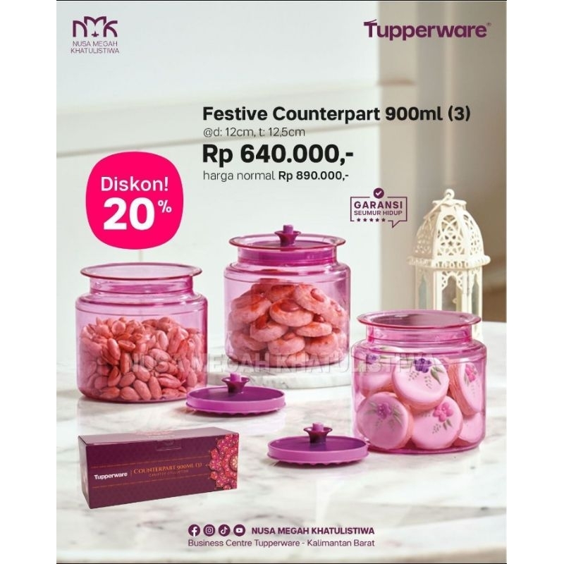 Counterpart/Counterpart hijau/Counterpart tupperware/Counterpart promo/Counterpart 900ml/toples Tupp