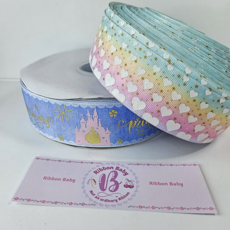 

BeadsBaby88 Pita GrossGrain 3,8cm/38mm Motif love mermail cinderela castle Premium Quality (per 1yard ) bahan best quality super cakep cocok untuk dibuat jepit rambut anak, hiasan lightstick kpop,bross, acc fashion dan kerajinan tangan lain