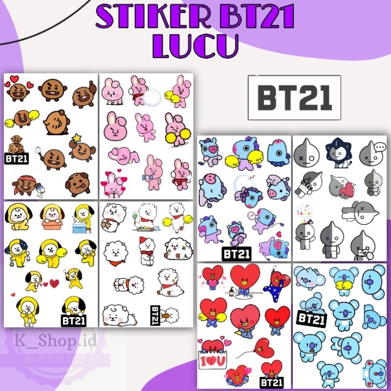 [Unaverse] STICKER BT21 Tata Cooky Chimmy Koya RJ Shooky Mang BTS Stiker Dekor Aesthetic