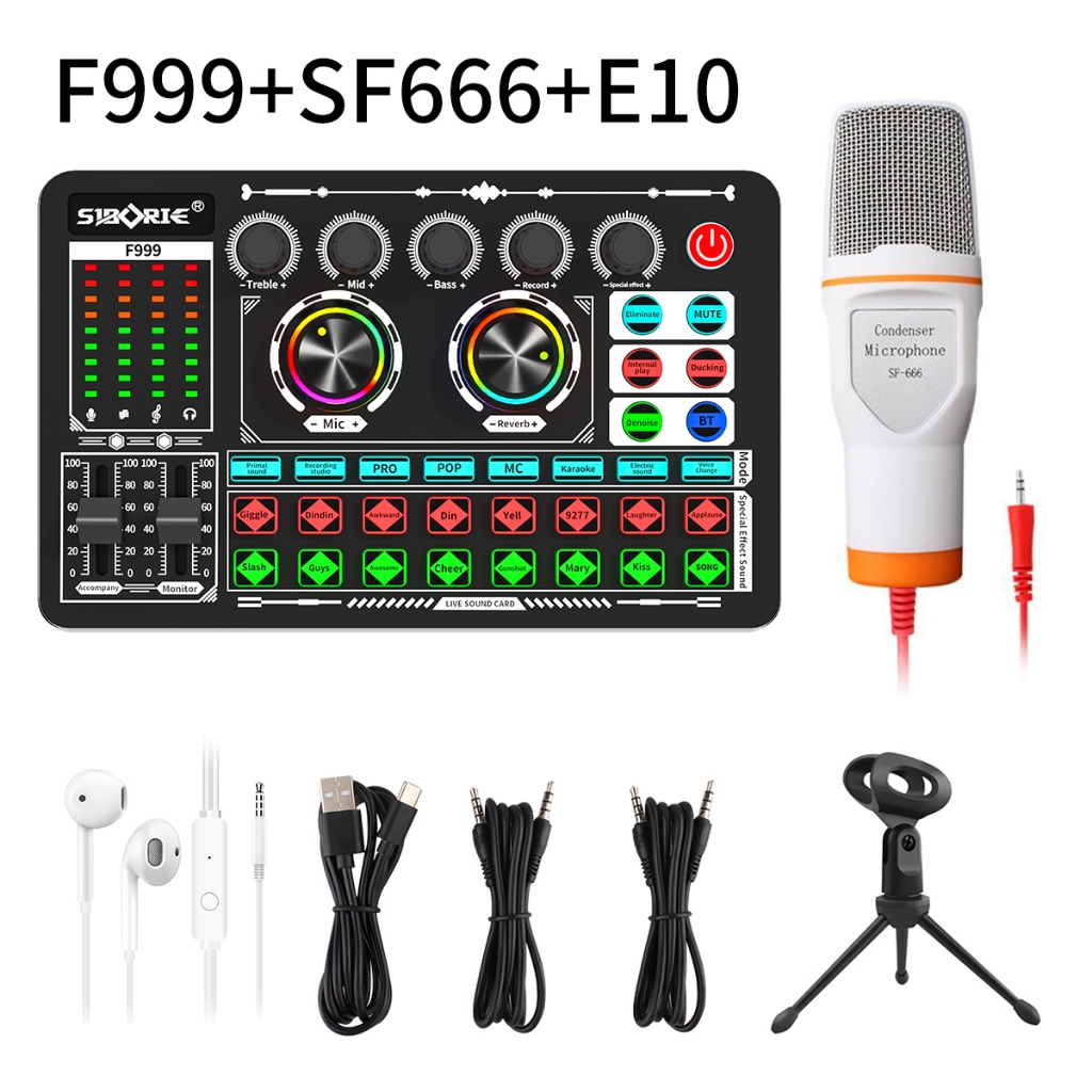 BERGARANSI Siborie F999 soundcard+SF666 mic paket lengkap Full SET 100% Original Siap COD **