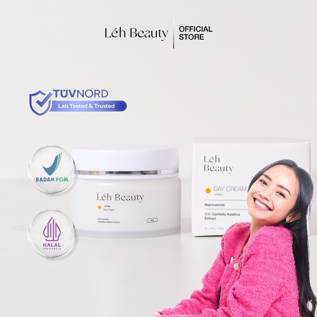 LEH BEAUTY Day Cream UV Filter  - Cream Day dengan Niacinamide, Centella Asiatica Extract dan UV Fil