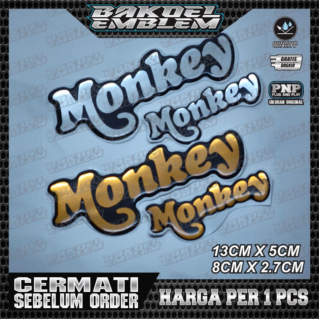 EMBLEM TIMBUL HONDA MONKEY, EMBLEM BOX AKI HONDA MONKEY, EMBLEM LOGO MONKEY HONDA