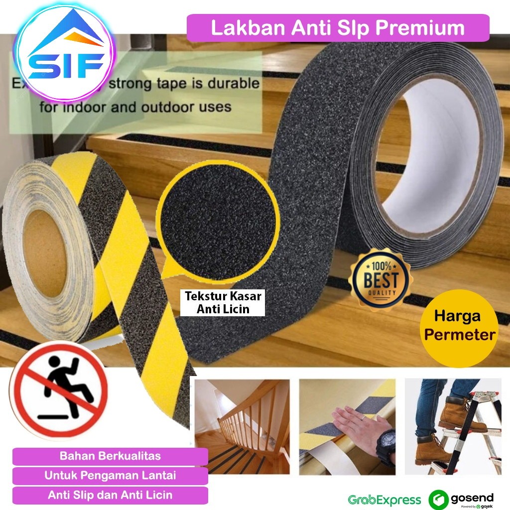 Lakban Sticker Anti Slip Lantai Tangga Stiker Tape Safety Grip Stiker Solatip Silica Lantai Kamar Ma
