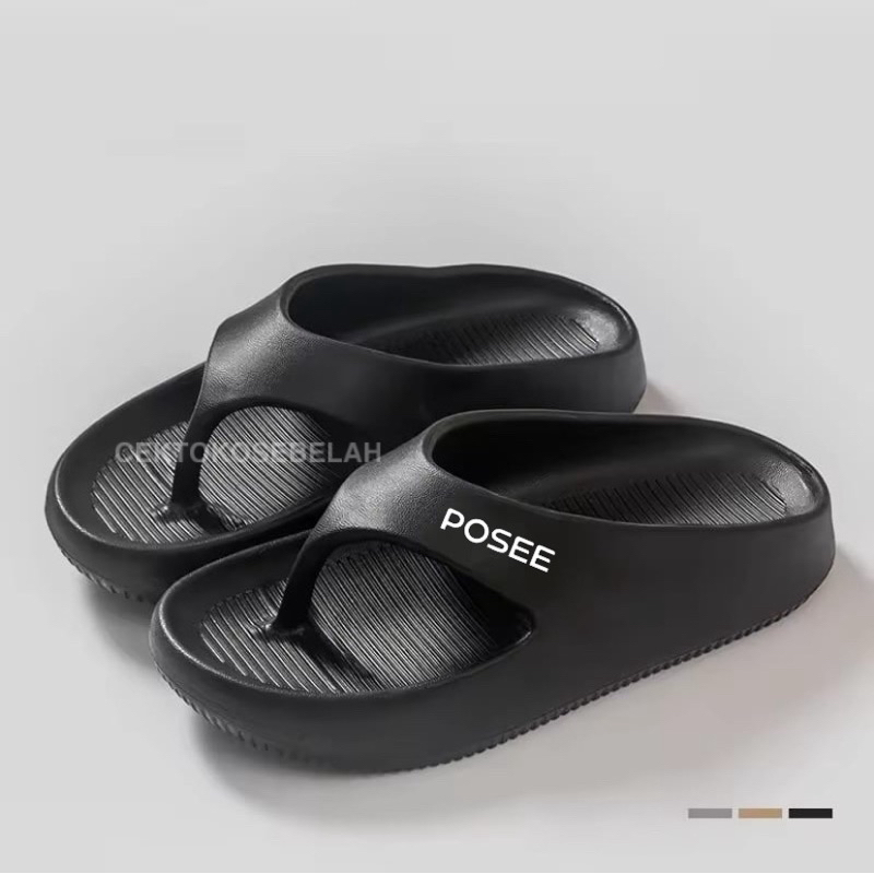 SANDAL POSEE JEPIT KARET ORIGINAL TERBARU SENDAL JEPIT POSEE HITAM ANTI SLIP