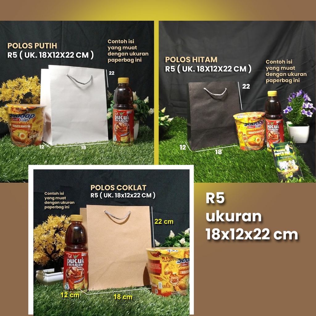 

Paperbag Polos Murah, Ukuran R5__18x12x22 cm__,paper bag pernikahan, hajatan, souvenir. ( bijian )