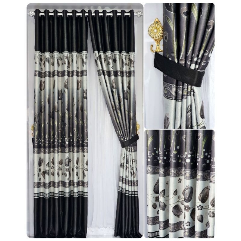 PROMO... GORDEN BLACKOUT BLUDRU BUNGA TULIP MEWAH premiumgradeA...gordenjendela/kordenpintu/*gorden 