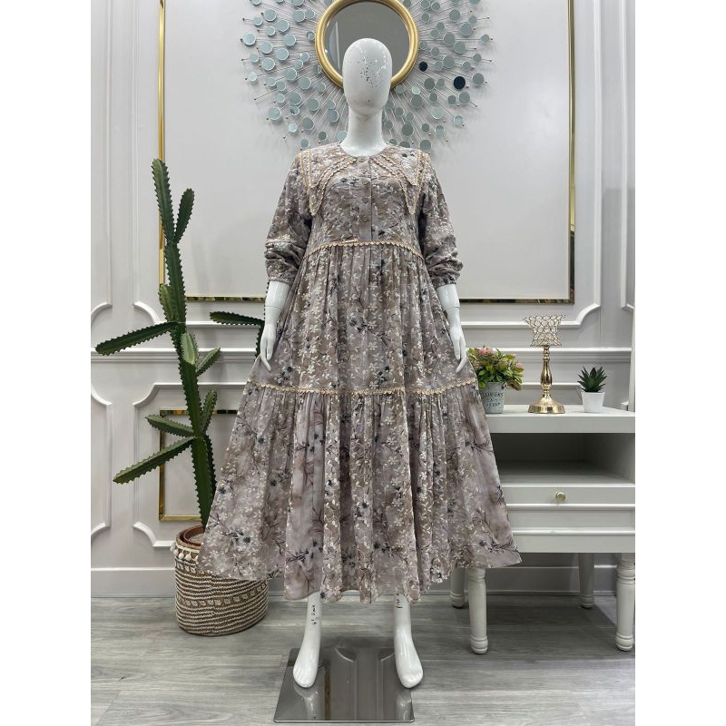 salvina original ys / midi dress salvina bahan katun premium