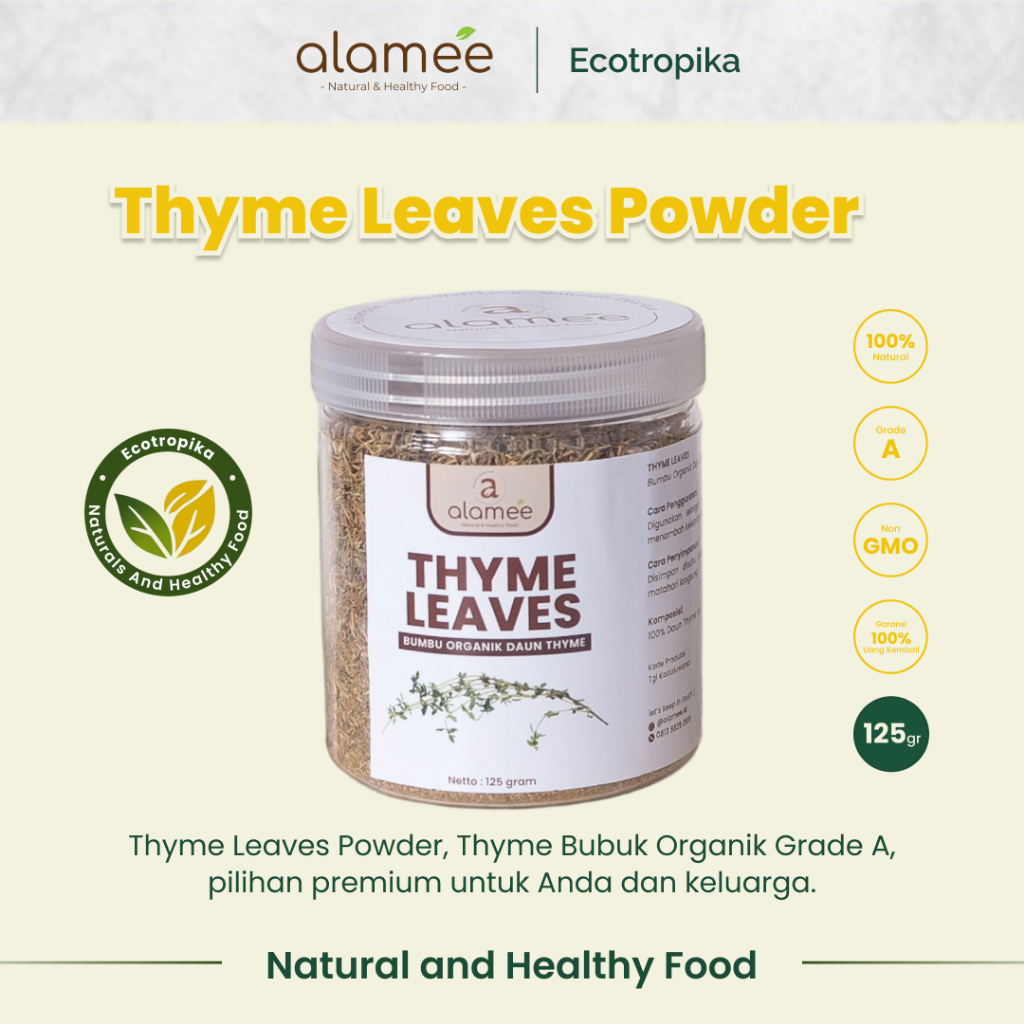 

Thyme Kering Daun Timi Bumbu Dapur Organik Garnish Dried Leaves Murni Asli Tanpa Campuran