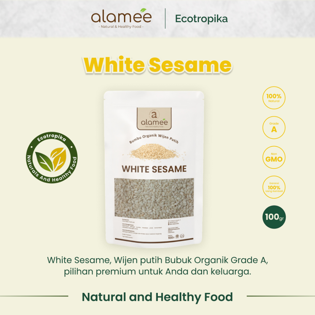 

Wijen Putih White Sesame Seed Bumbu Dapur Organik Masak Rempah Tanpa Campuran Premium Grade A 100 gr