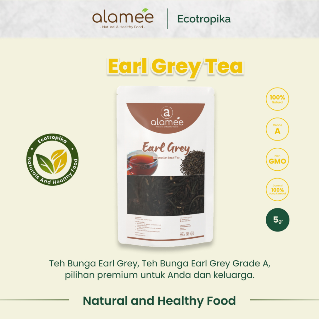 

Teh Bunga Earl Grey Black Tea Alami Organik Asli Dried Leaf Premium Grade A 5 gram