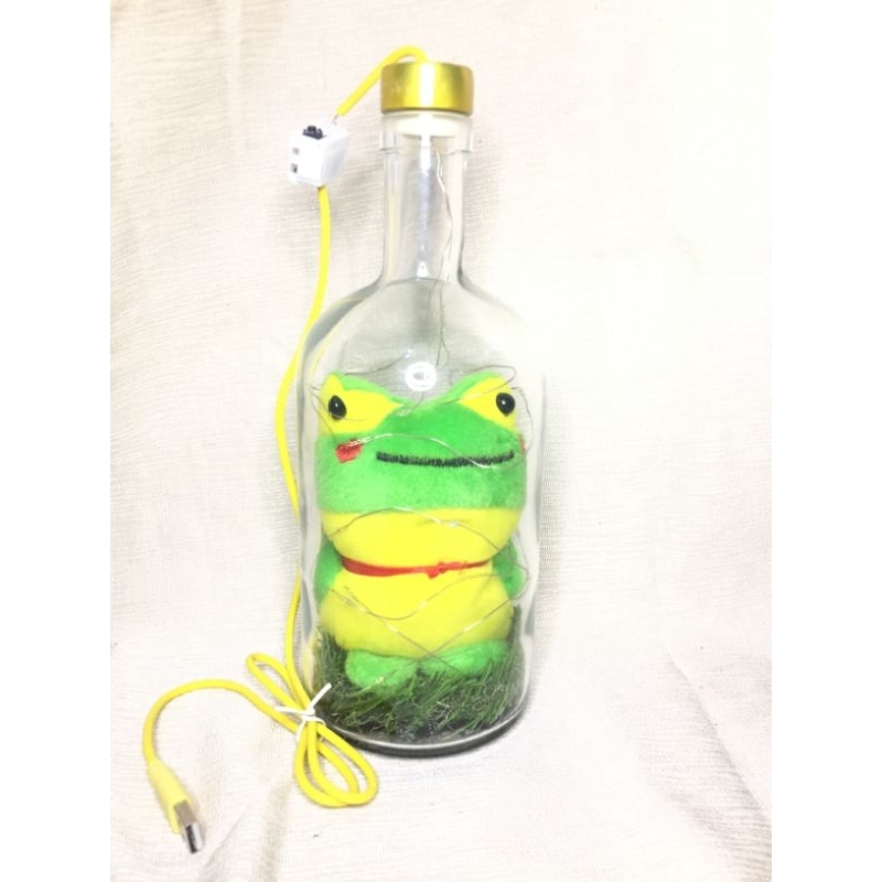 Lampu Tidur aesthetic Hias LED Boneka Dalam Botol Karakter Keroppi Plus Kabel USB Dan Modulasi 3 Var