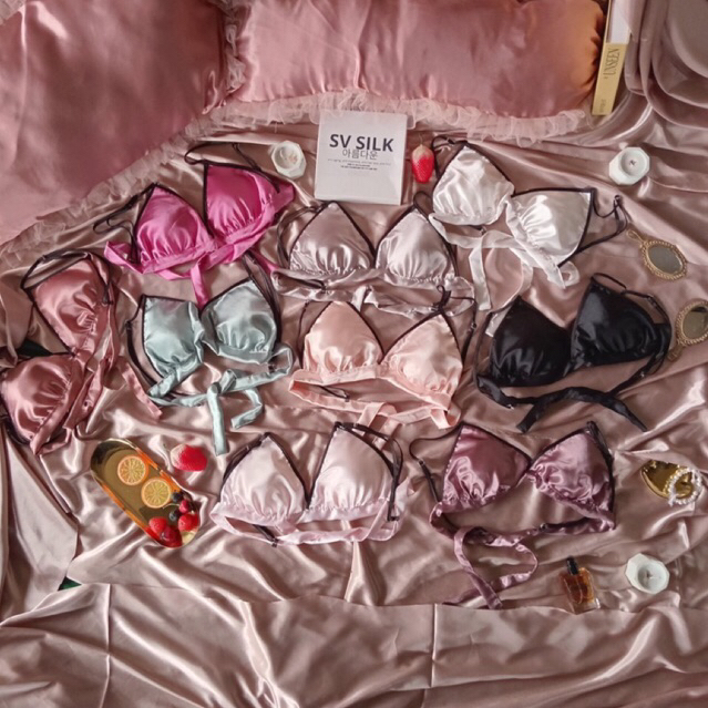 Bra Cup Lisa SV Silk Satin Korea – Bra Tanpa Kawat Adem & Lembut, Support Maksimal, Lingerie Set Wan