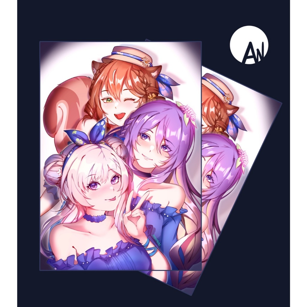 Art Print A5 HOLOLIVE ID GEN 1 (Moona Hoshinova, Ayunda Risu, Airani Iofifteen/Iofi) FANMERCH