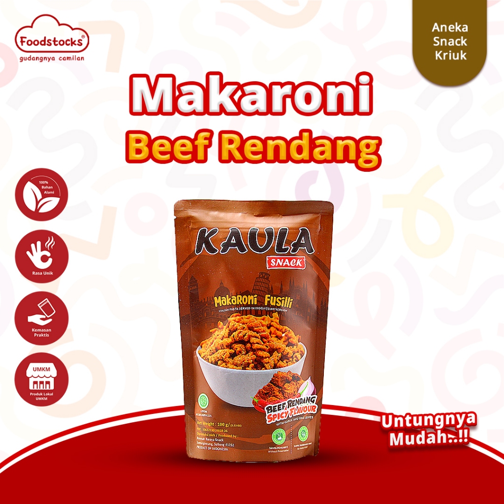 

Makaroni Fusilli Beef Rendang 100gr Kaula Snack