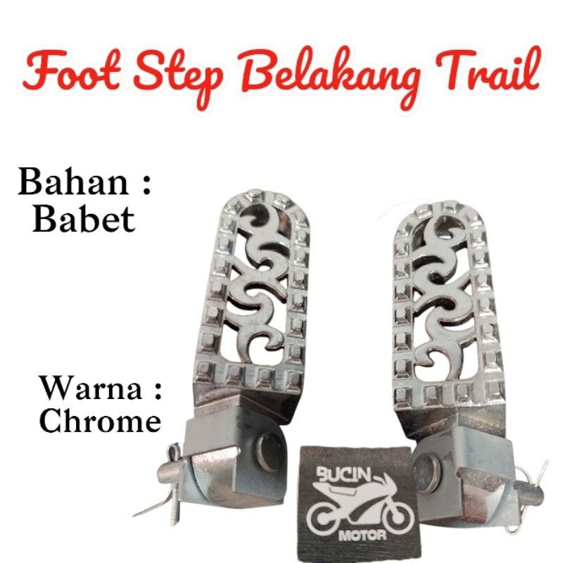 FootStep Belakang Barstep Pijakan Kaki Belakang Model Trail Universal Motor Bahan Babet Chrome