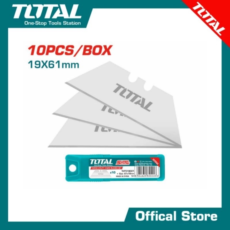 

TOTAL 10 pcs utility knife blades set THT519001