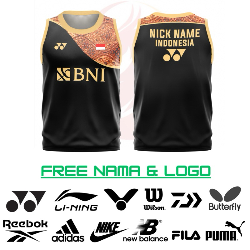 [COD] Baju Kaos Jersey Badminton Bulutangkis Printing Custom Nama Logo Sponsor PB Big Size Jumbo Sin