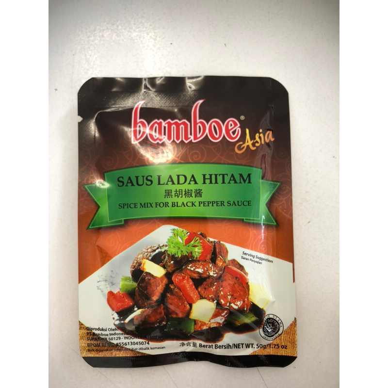 

Bamboe- saus lada hitam, saus teriyaki, tom yum