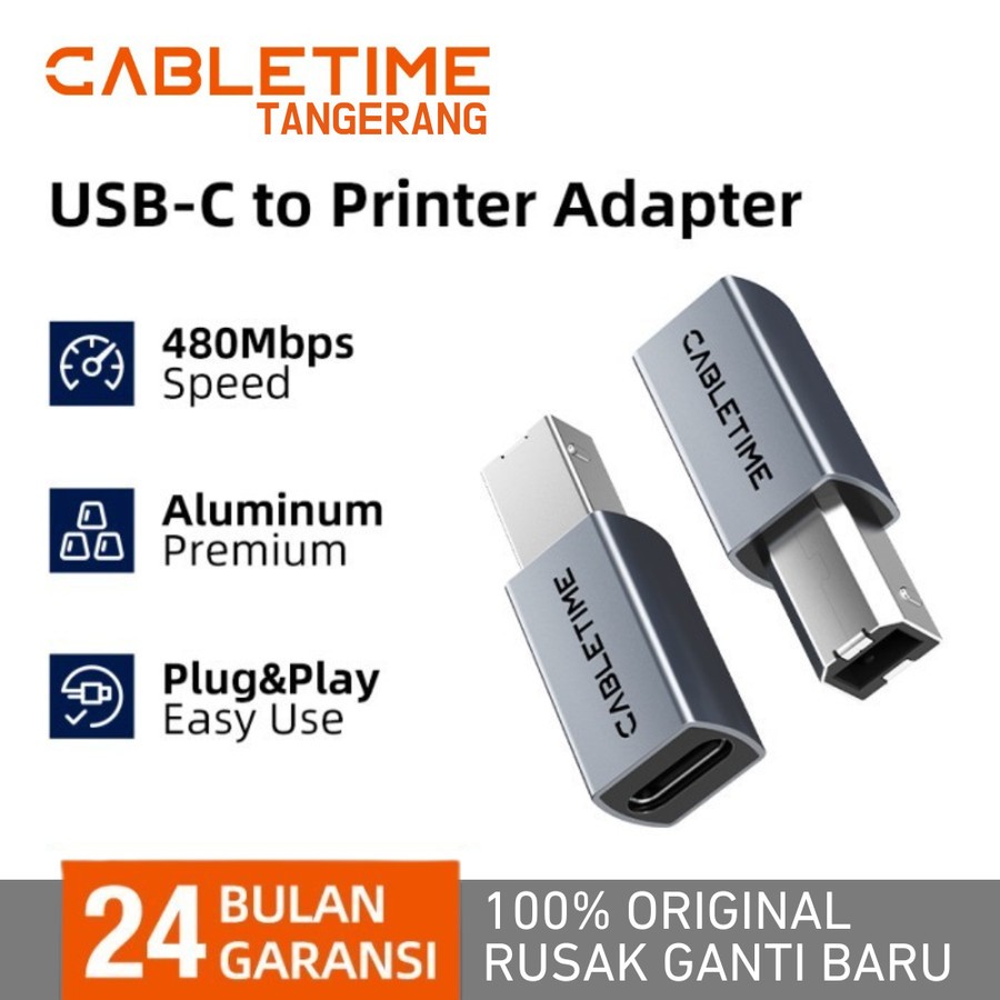 CABLETIME Adapter USB C to USB B Male to Male Adapter Converter For Printer MIDI Controller