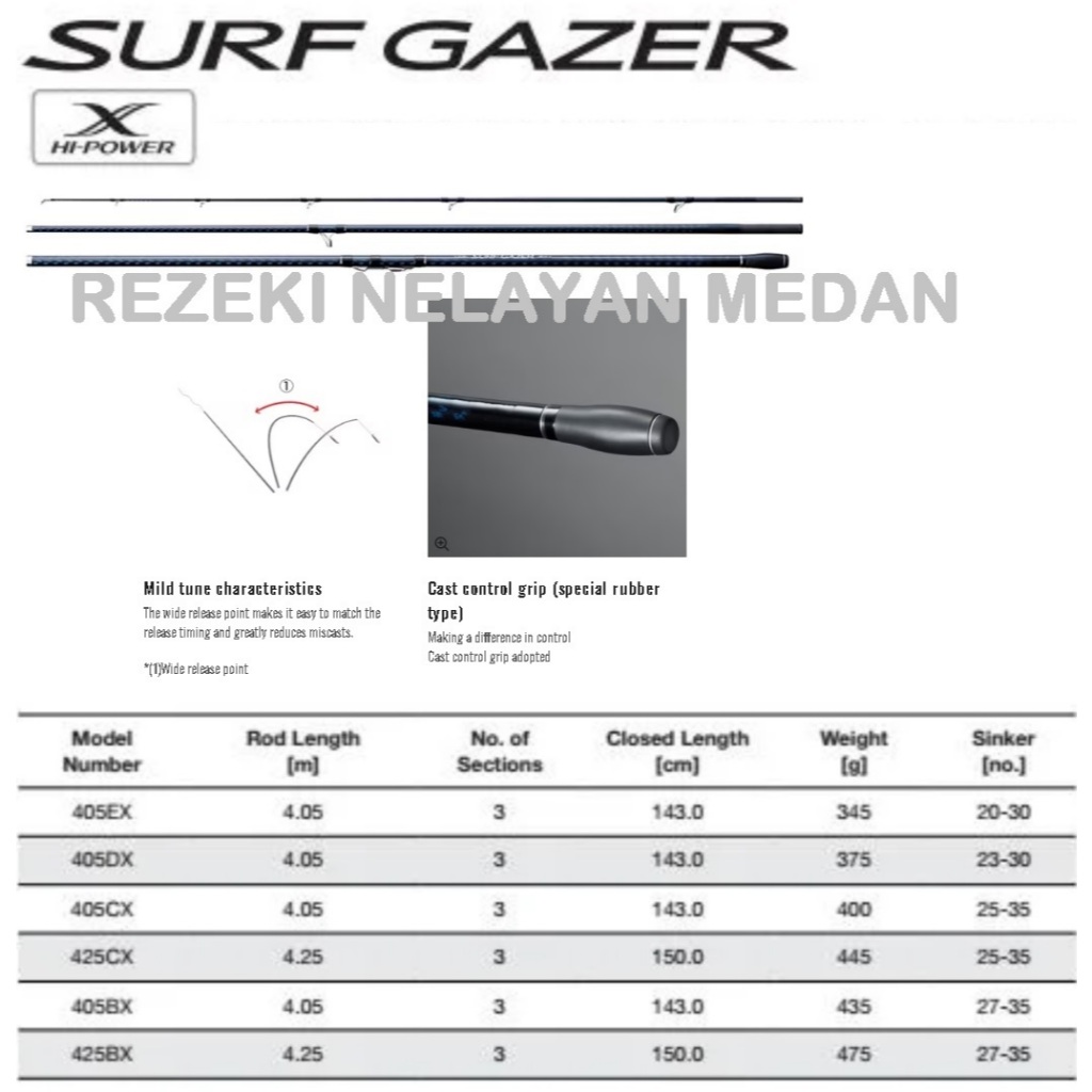 Joran Surf Cast SHIMANO Surf Gazer | SHIMANO 3 Pieces Surf Rod